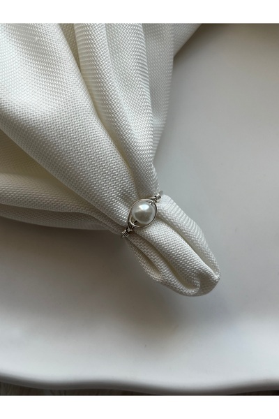 PelvedDesign White Glass Pearl Adjustable Silver Wire Ring