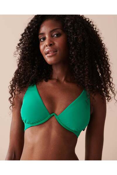 La Vie en Rose Emerald Plunge Bikini Top