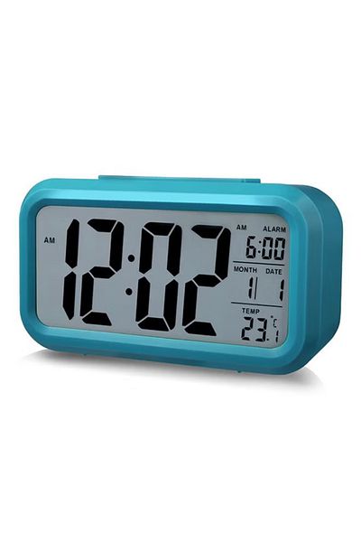 Primo Plus LED Digital Electronic Alarm Clock With Calendar And Thermometer Blue