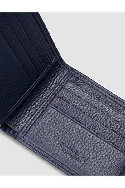 Cabani 100% Genuine Leather Navy Blue Men's Wallet with Card Compartment
