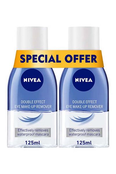 NIVEA Double Effect Eye Makeup Remover Sensitive Lashes Protection 125ml Pack of 2