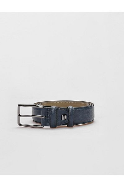 Cabani 100% Genuine Leather Men's Navy Blue 3.5 cm Classic Belt