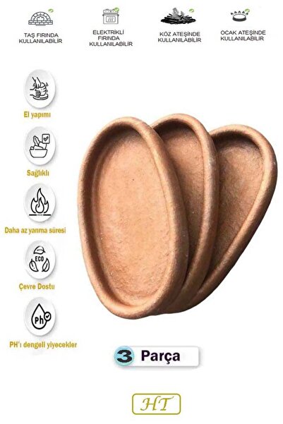 HerşeyTopraktan Toprak Oval Güveç Büyük Boy 30 Cm 3'lü Set