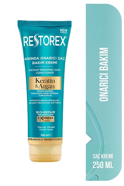 Restorex Keratin & Argan Repair Hair Care Cream 250 Ml - Damaged and Damaged Hair