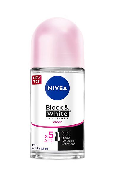 NIVEA Black And White Invisible Antiperspirant Roll-On Deodorant for Women 50ml