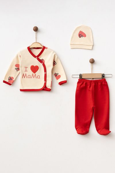 yukobaby bebeğiniz için en doğalı Baby I Love Mama 3-Piece Newborn Hospital Release Body Set Yk35834