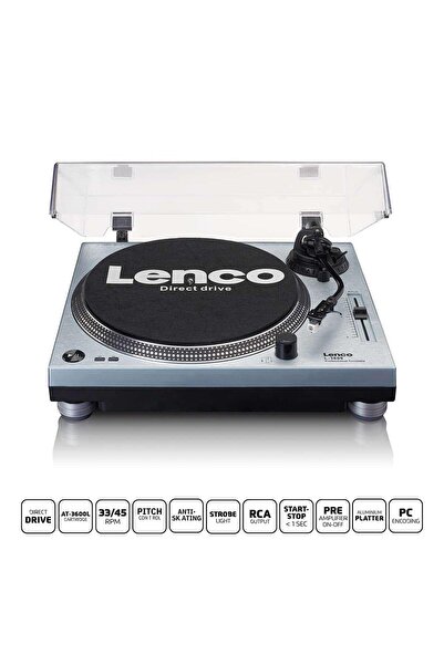 Lenco L-3809ME Turntable - Direct Drive, USB Metalik Mavi Pikap