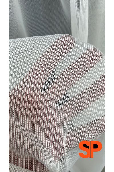 Vinaldi Ecru Fine Glitter, Thin Striped Non-Wrinkle, Non-Ironing Plain Tulle 1/3 Pleat