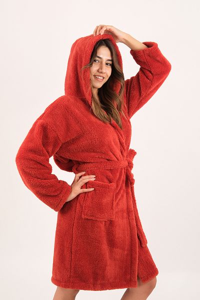 Dotamess Hooded Wellsoft Plush Dressing Gown Home Wear