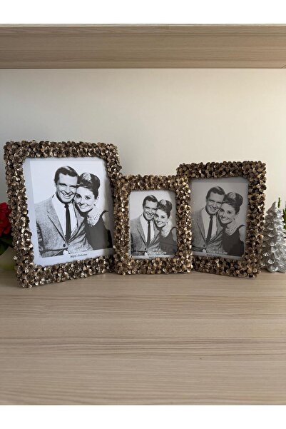 MGS COLLECTION Dekoratif Resim Çerçevesi Üçlü Papatya Çerçeve Antik