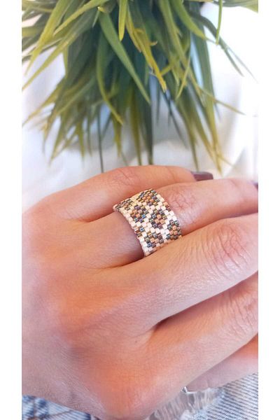ZeynDesign Leopard Print Miyuki Ring