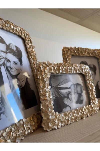 MGS COLLECTION Dekoratif Resim Çerçevesi Üçlü Papatya Çerçeve Krem