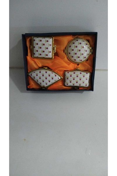 esdekor Porcelain Medicine Box Object Floral Baby Henna Candy 4-Piece Home Decoration