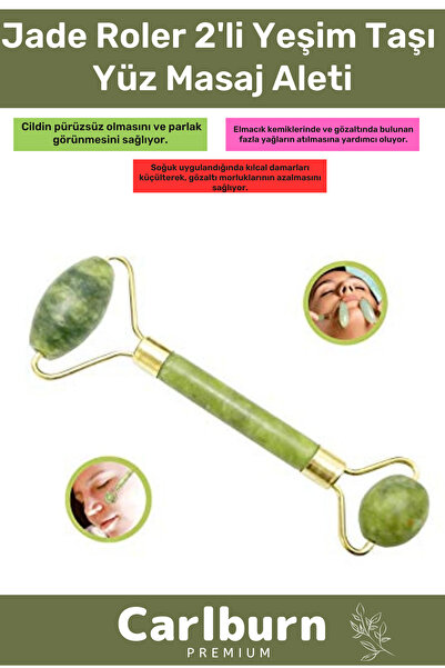 Carlburn Premium Pürüzsüz Parlak Cilt Göz Elmacık Kemiği Kan Akışı Sağlayan Göz Yeşim Taşı Yüz Masaj Aleti