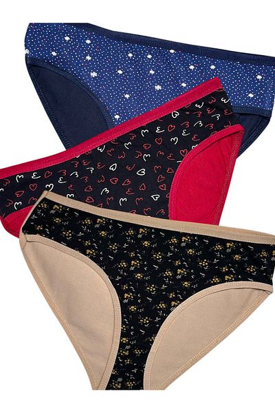 Gizli Butik Γυναικείο βαμβακερό εσώρουχο 3 τεμαχίων με σχέδιο πολύχρωμο