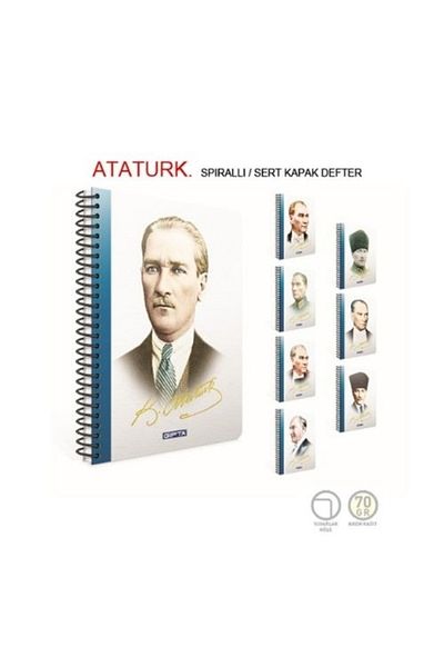 Gıpta 100 Sheets 17x24 Ataturk Spiral Hard Cover Checked Notebook 2651