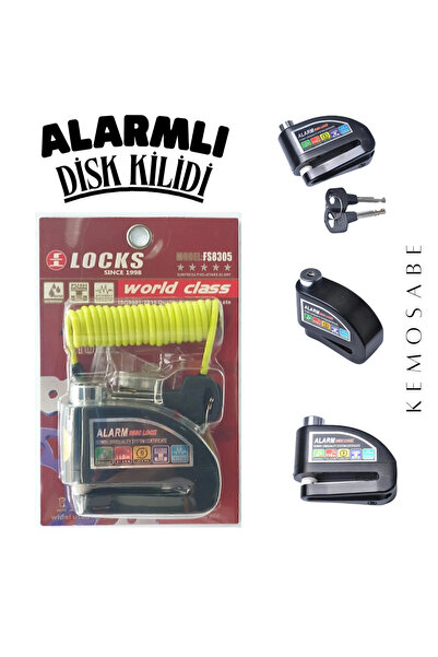 KEMOSABE MOTOSİKLET ALARMLI DİSK KİLİDİ HATIRLATMA KABLOLU 110DB YÜKSEK SESLİ...