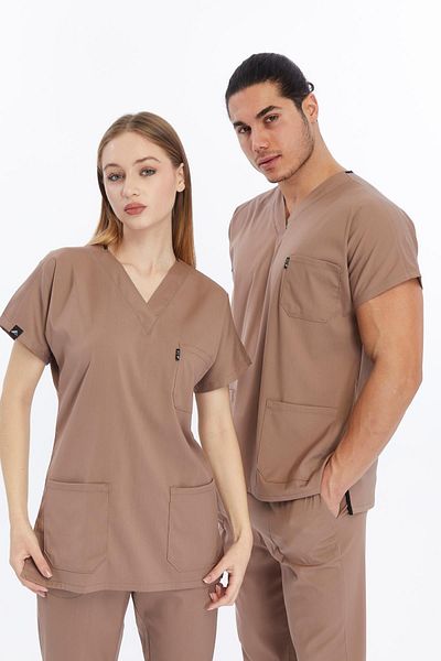 Çatı Medikal Happiness Basic - Uniformă și costum chirurgical pentru lycra Doctor Nurse Scrubs (UNISEX), Stone Be