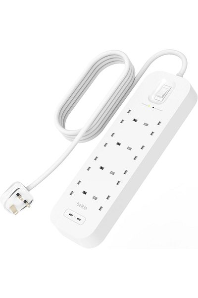 Belkin 8-outlet Surge Protector 30W Dual USB-C Ports 2M cord
