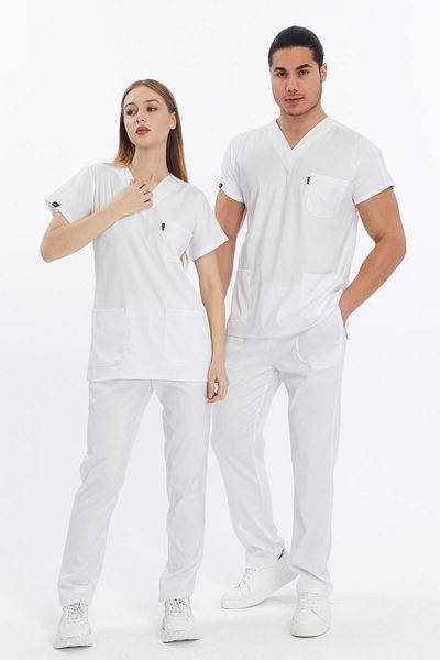 Çatı Medikal Happiness Basic - Uniformă și echipament chirurgical pentru scrub alb din Lycra (UNISEX)