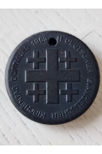 Edi Antik 1963. Medalja Evangelijske crkve u Dortmundu. Porcelanska nemačka m...