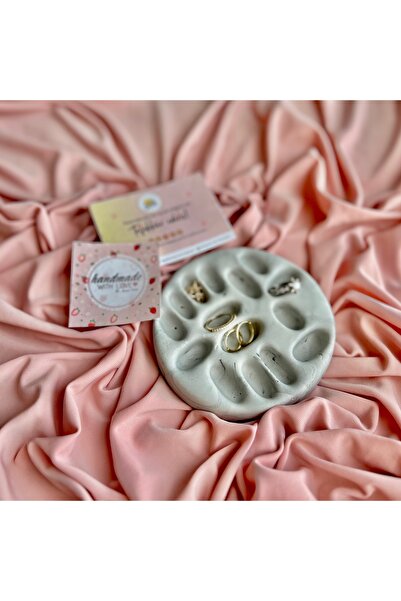 Handmade Dekoratif Gri Mermer Takı Organizeri - Bölmeli Takı Tabağı