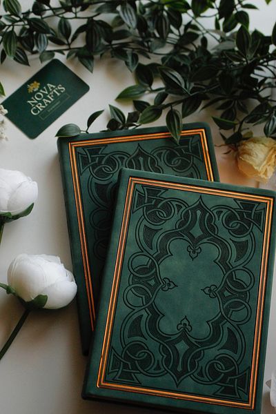Nova Crafts Green Embossed Book Like Notebook - Gilded Cover and Edge