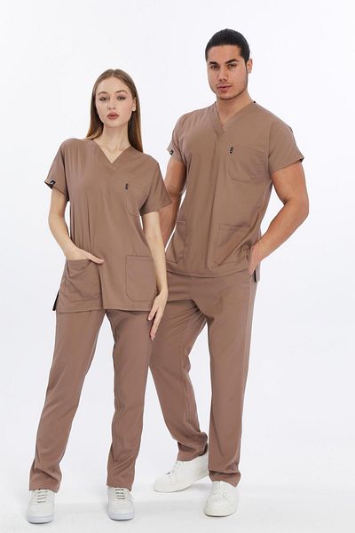 Çatı Medikal Happiness Basic - Uniformă și costum chirurgical pentru lycra Doctor Nurse Scrubs (UNISEX), Stone Be