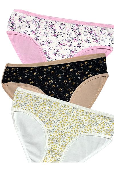 Gizli Butik Chiloți Bato din bumbac cu model, 3 piese, multicolori