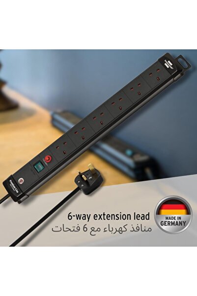 Brennenstuhl Premium-Line 6-way Extension Socket, 5m Cable, Black, 13A Fuse