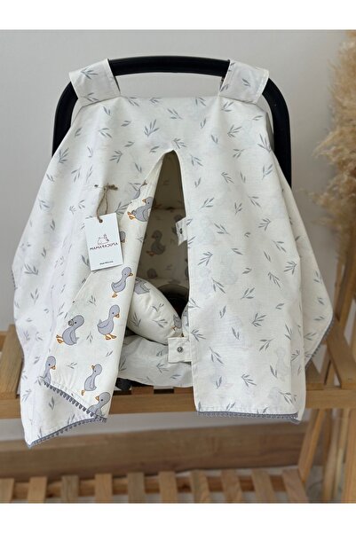 MAMARADUGA Set of 3 Grey Duck - Double Sided Stroller Cover, Stroller Cushion and Stroller Sheet