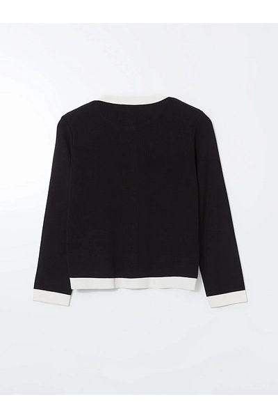LC Waikiki Classic Black Crew Neck Women's Knitwear Cardigan