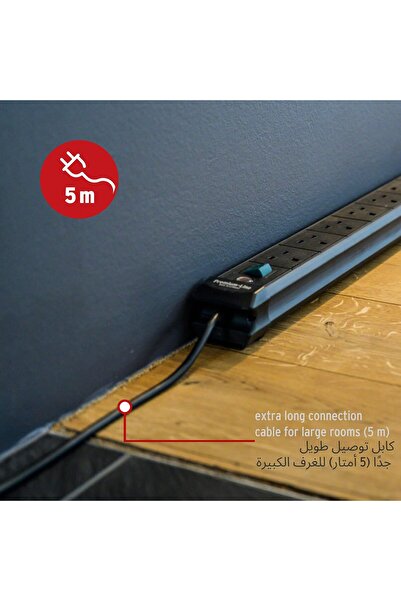 Brennenstuhl Premium-Line 6-way Extension Socket, 5m Cable, Black, 13A Fuse