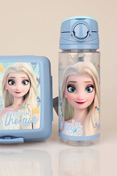 DEKOMUS Elsa Frozen Blue Frozen - Licențiat, sticlă Tritan de 500 ml și bol de nutriție incluse