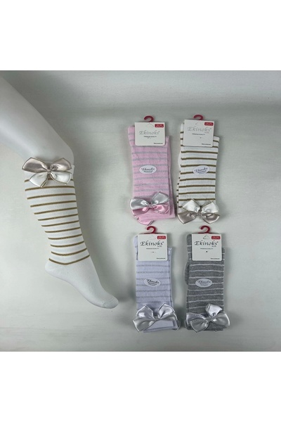 ekinoks socks Baby Girl Knee-High Socks with Bows (3 Pieces)