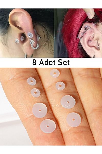 MORNEVA 8Pcs Clear Silicone Discs - Antiallergic, Bioplast, Piercing Keloid Bump Anti-Puffiness and Improving