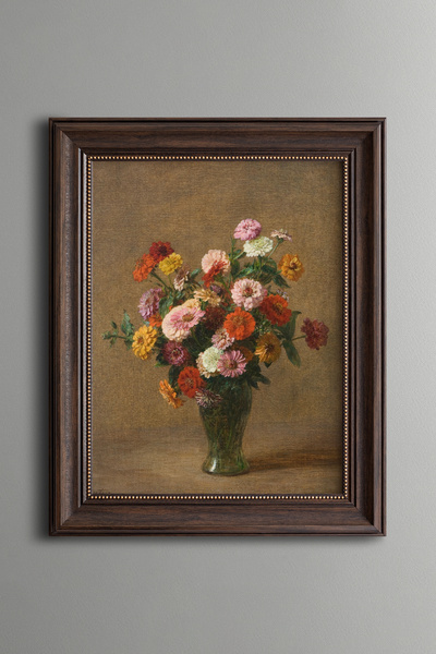 epiqart Zinnias - Vintage Desenli Çerçeve