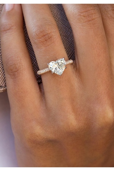 Crystal Diamond Zirconia 2 karat kalp tektaş yüzük