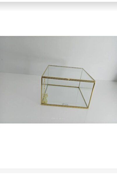 YİLDİZDESİNG 14cm.x25cmx25cm. Cam Pirinç Kutu Söz, Nişan, Kına Organizasyon P...