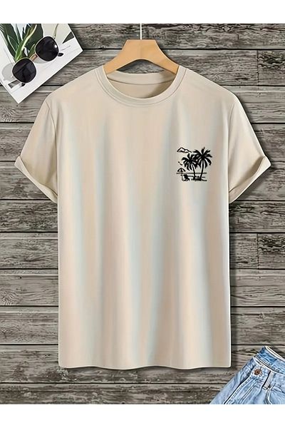 WOODROFFE Ανδρικό μπλουζάκι Oversize με στάμπα Palm Tree - Loose
