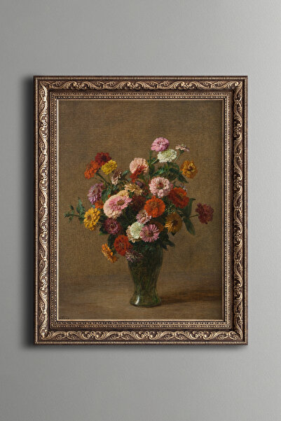epiqart Zinnias - Vintage Desenli Çerçeve