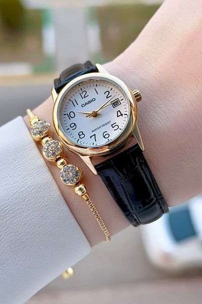 Casio Gold Black Color Calendar Women's Wristwatch
