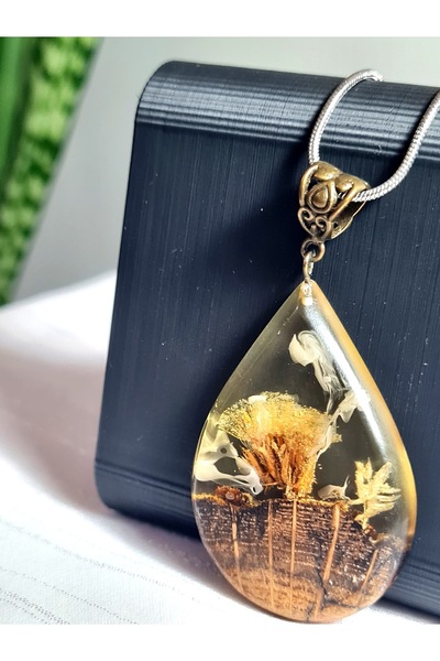 eselya Epoksi Handmade Kolye / Kurutulmuş Gerçek Çiçek /Reçine