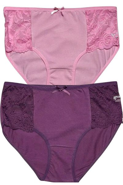 Gizli Butik Ροζ Μωβ Σετ 2 γυναικεία βαμβακερά εσώρουχα με δαντέλα