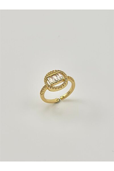 MAVEGA Yuvarlak Çerçeve Baget Kesim Zirkon Taşlı Yüksek Kalite Kararmaz Çelik Ayarlanabilir Yüzük