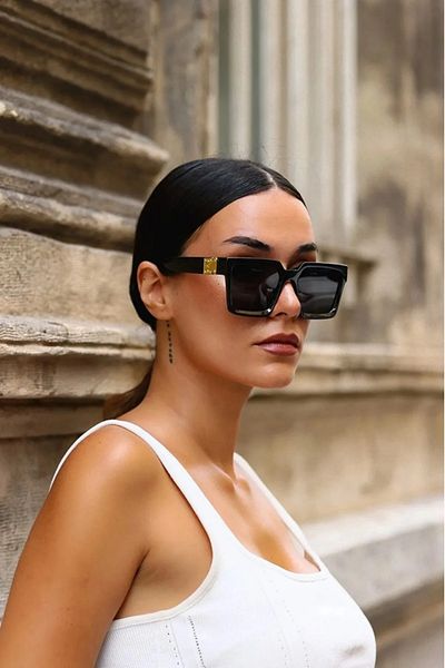 LUPİX Pack of 2 Square Black Cream Sunglasses