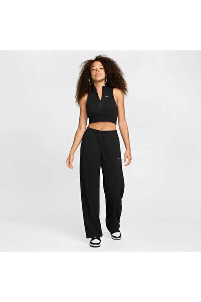 Nike Siyah Crop Fermuarlı Sportswear Kadın Spor Atlet Tişört fv7491-010