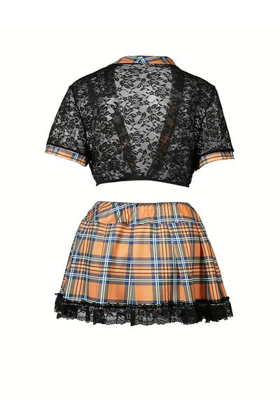 my cherie Set cămașă de noapte student din dantelă în carouri