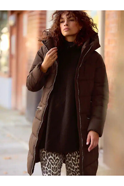 Next Baby Gül Pembesi - Çikolata Kahve rengi  Suya Dayanıklı Dolgulu Puffer Kapüşonlu Orta Boy Mont