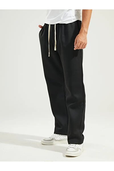 yx yustex sport Pantaloni de trening pentru bărbați, din țesătură neagră, lav...